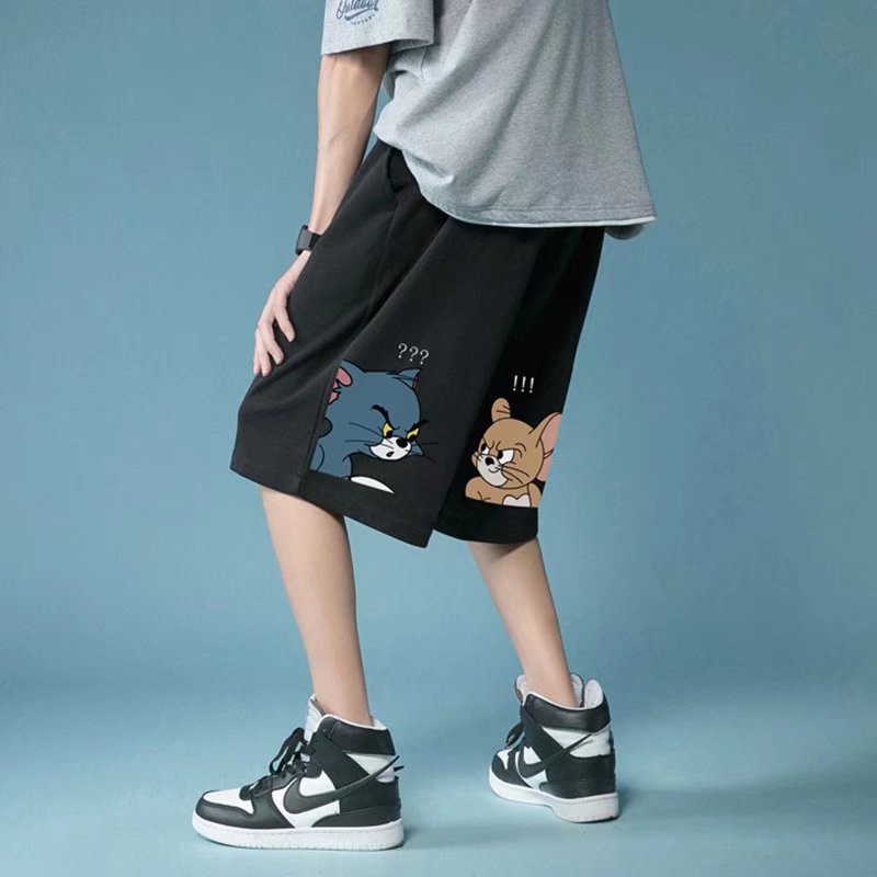 Quần short thể thao dáng rộng in hình hoạt hình phong cách Nhật Bản thời trang mùa hè dành cho nam M-8XL