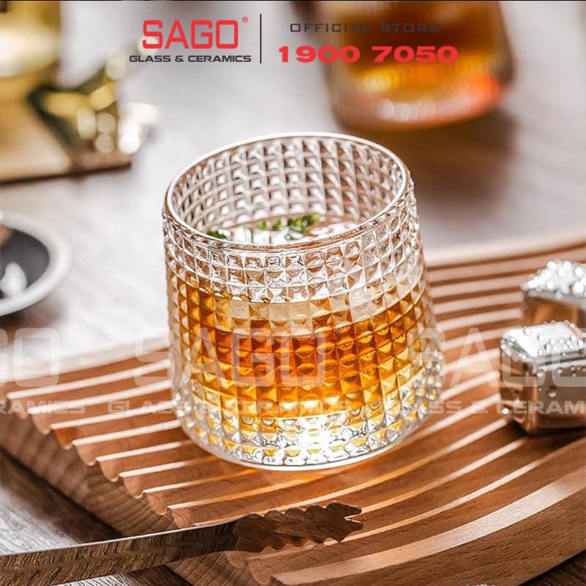 Ly Thủy Tinh Deli Vintage whi.ky Rock Glass 170ml | Tùy Chọn Họa Tiết