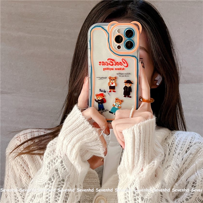 Ốp Điện Thoại Họa Tiết Gấu Hoạt Hình Cho iPhone 13 12 11 Pro Max Xs Max Xr X 7 8 6 6s Plus