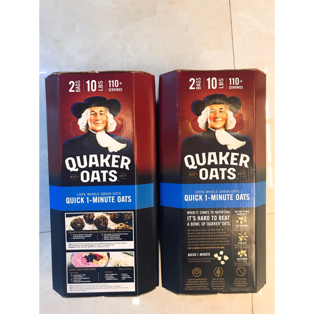 [CHUẨN MỸ] Hộp 4.53kg Yến Mạch Quaker Oats Quick 1 Minutes Hạt Cán Dẹt Giảm Cân Ăn Kiêng