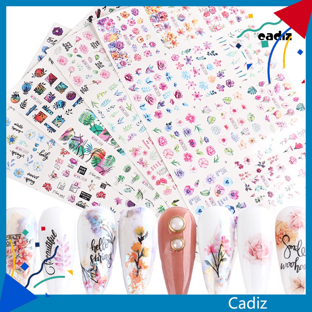 Miếng Dán Trang Trí Móng Tay Họa Tiết Hoa Siêu Mỏng Tiện Dụng Cho Nữ