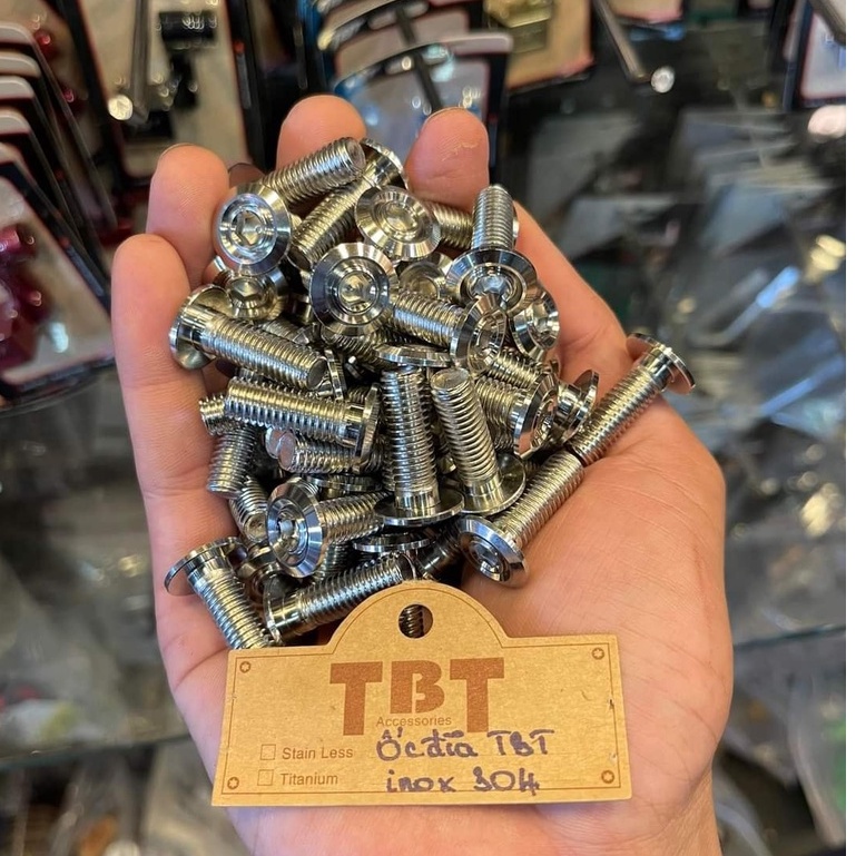 Bộ 10c ốc đĩa TBT chất liệu inox 304 gắn đĩa thắng trước sau exciter winner satria và mọi dòng xe