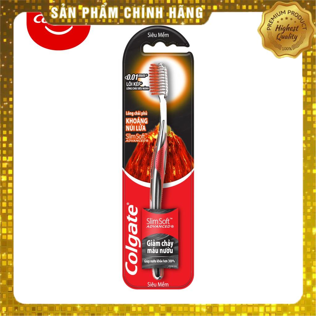 Bàn chải đánh răng Colgate SlimSoft Advanced khoáng núi lửa siêu mềm mảnh chăm sóc nướu