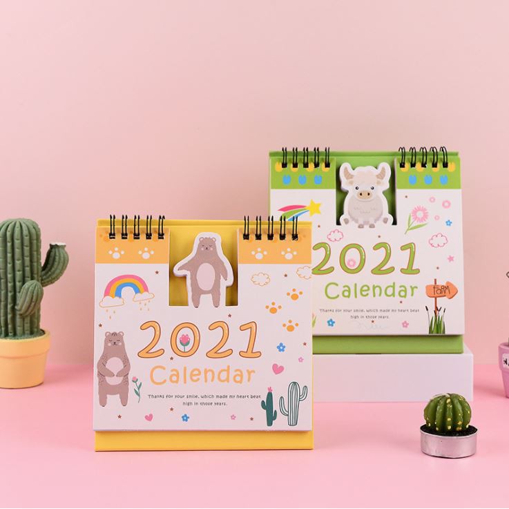 Lịch Để Bàn 2021 Square Hoạt Hình Siêu Dễ Thương Ver. 2( Lịch Đa Năng Ghi Chú Kế Hoạch To Do List)