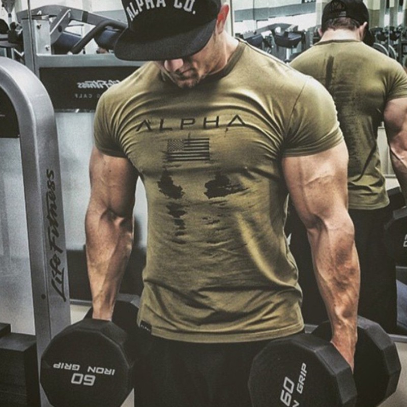 Áo thun nam bằng cotton tay ngắn cổ tròn phong cách thể thao thoáng khí