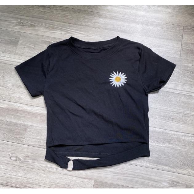 Áo Croptop Thêu Hoa Cúc Phối Khoen Eo Borip Thun Gân Nữ Cá Tính Màu Tím/Đen/Trắng/Vàng DRACR15 Mys Unicorn Fashion | BigBuy360 - bigbuy360.vn