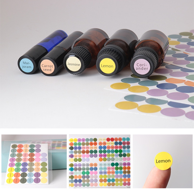 Set 192 Nhãn Dán Hình Tròn Nhiều Màu Sắc Trang Trí Nắp Chai Lọ Thủy Tinh