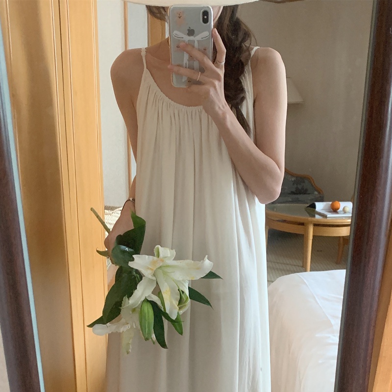 Đầm Hai Dây Xếp Ly Dáng Rộng Phong Cách Pháp Thanh Lịch 52754 3 Màu