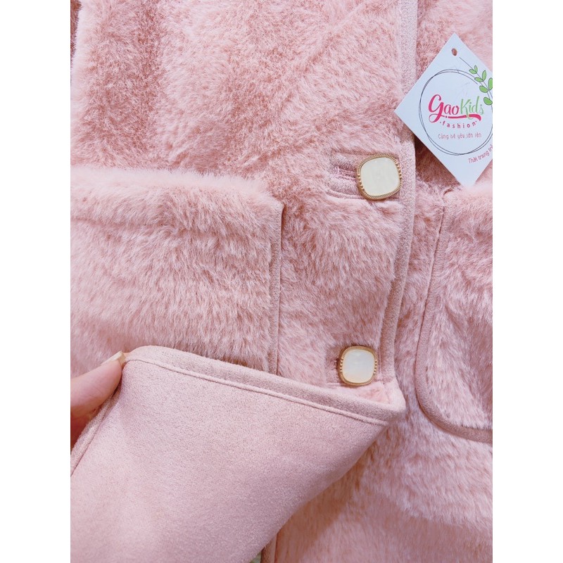 Áo khoác da lộn lông thỏ