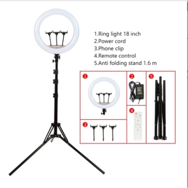 Đèn Livestream Bán Hàng Chính Hãng BIMBOO Size 45, 54cm Kèm Chân Đỡ Đèn Dài 2m1