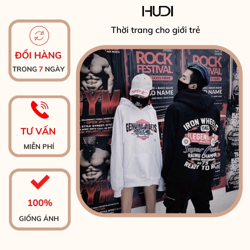 Áo hoodie in chữ Genuine Raider kèm họa tiết đẹp mắt siêu phong cách cho giới trẻ