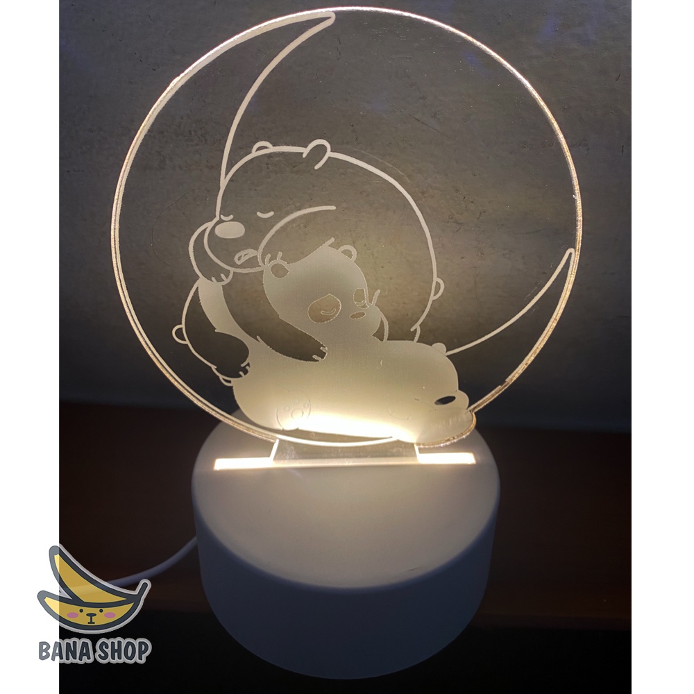 Đèn ngủ LED 3D phát sáng anh em gấu bare bear Chúng tôi đơn giản là gấu