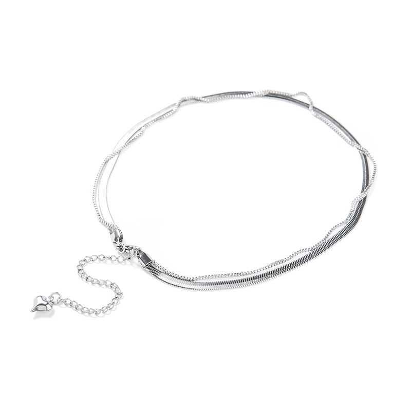 Vòng cổ Hai Lớp Bằng Thép Titan Thiết Kế Đơn Giản Thời Trang Cho Nam Nữ
