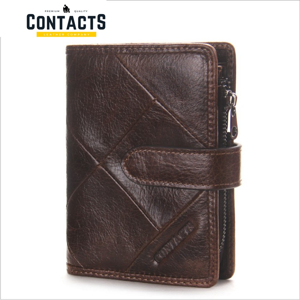 New 2019 Contact Men Wallet KITM1224 II Bảo Hành 2 Năm II Bóp Ví Đứng Bỏ Túi Da Bò II Nam Nữ II Made in HongKong