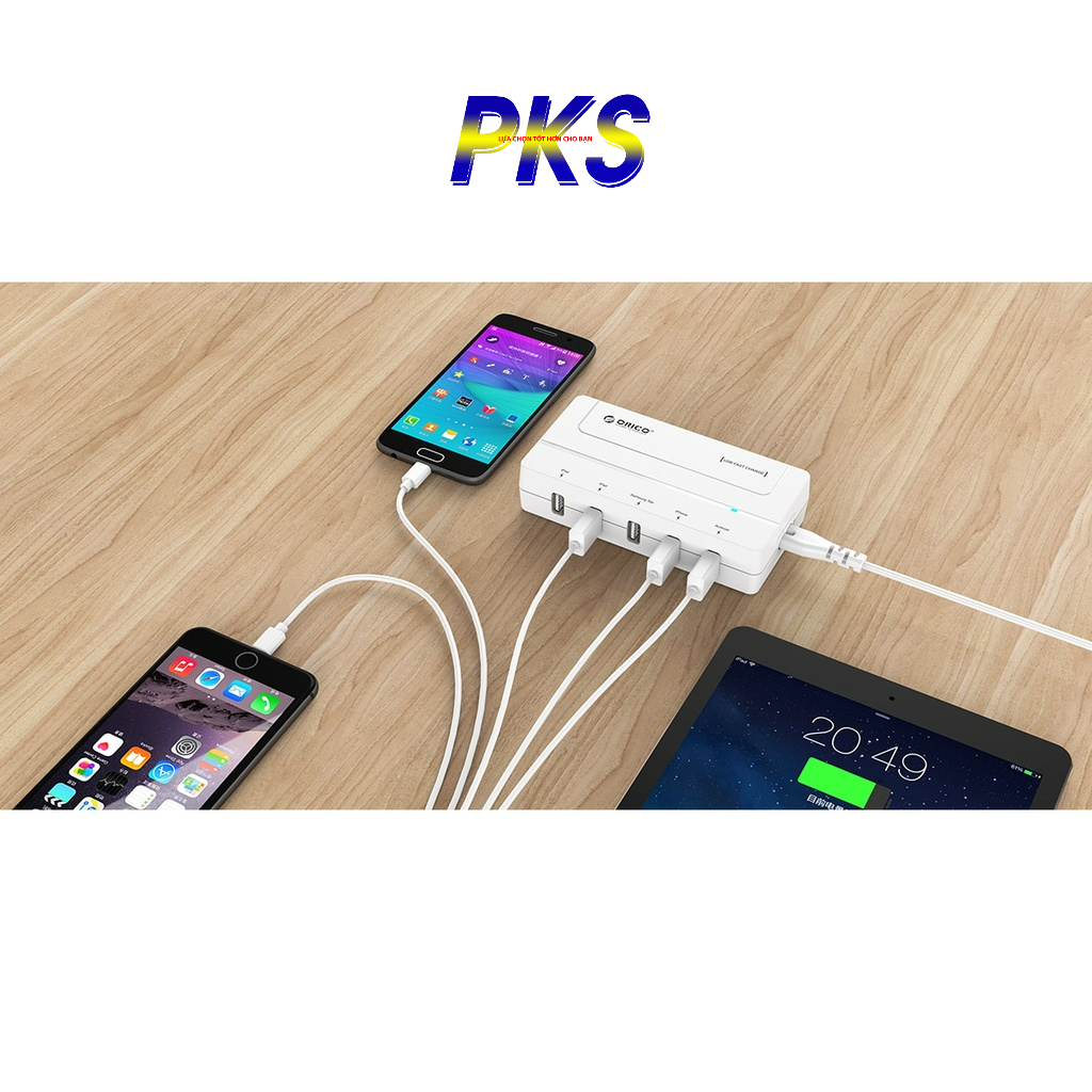 Bộ sạc để bàn ORICO DCH-5U 5 cổng nhanh USB 5V 6A Tối đa 30W màu đen - Hàng chính hãng