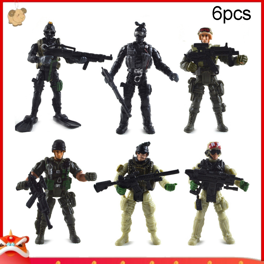 【EY】6Pcs/Set Military Force Army Soilder Assembly Model Mini Action Figures Kids Toy