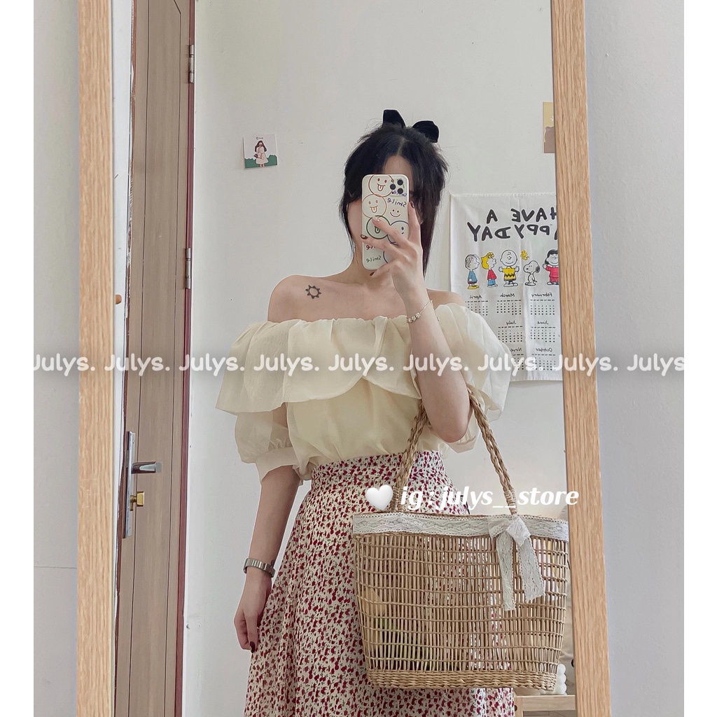 Áo tơ trễ vai 3 màu Julys (ảnh thật kèm video)