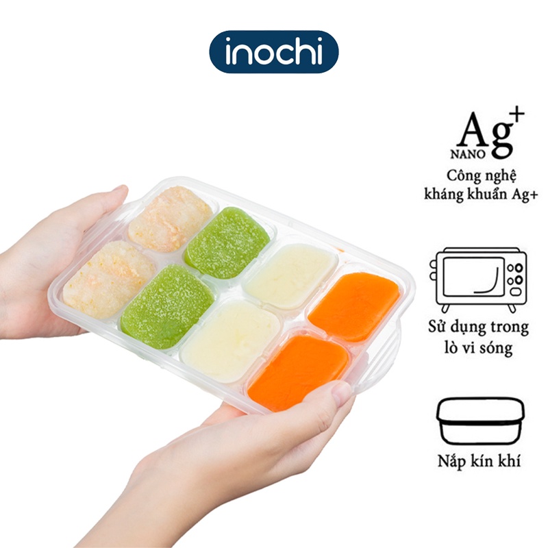 Khay Trữ Đông Đồ Ăn Dặm Cho Bé Amori INOCHI Có Nắp Bảo Quản Tủ Lạnh - Khay Làm Đá, Hộp Đựng Thực Phẩm Chia Ô