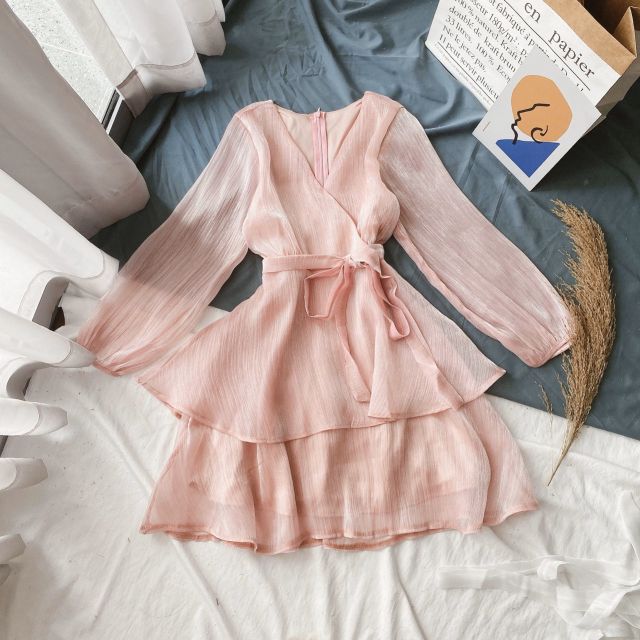 Jumpsuit voan kiếng 2 tầng chéo cổ