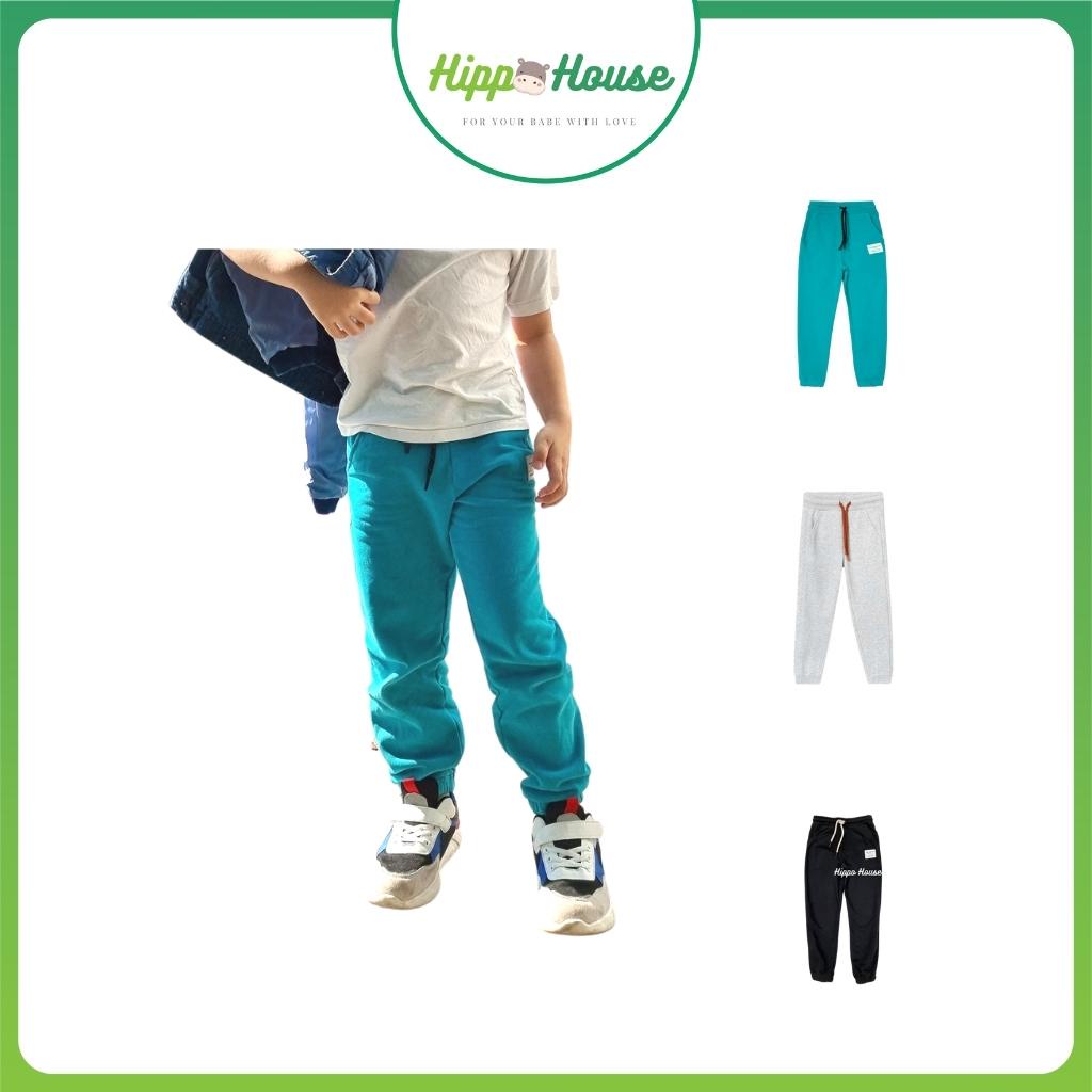 Quần Nỉ bông Cho Bé Trai Bé Gái Xuất Dư, Quần Jogger Bo Gấu Thu Đông Ấm Áp size 3 đến 8 tuổi Hippo House