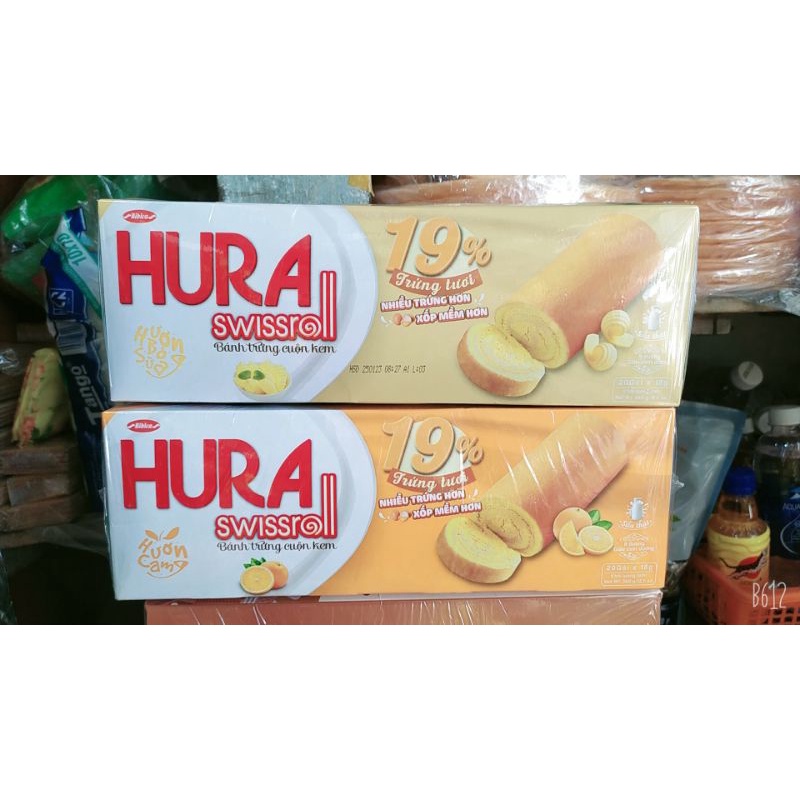 Bông lan cuộn kem Hura, bánh bông lan Solite vị dâu 🍓, bơ sữa, sôcôla, lá dứa