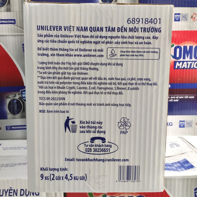 Bột giặt omo chuyên dụng 9kg