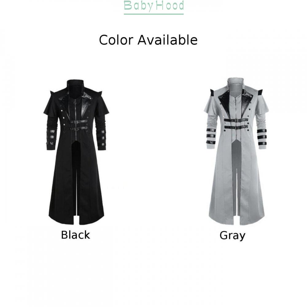 Mens Pirate Costume Fashion Black Gothic Steampunk Assassin Jacket Cosplay#BBHOOD