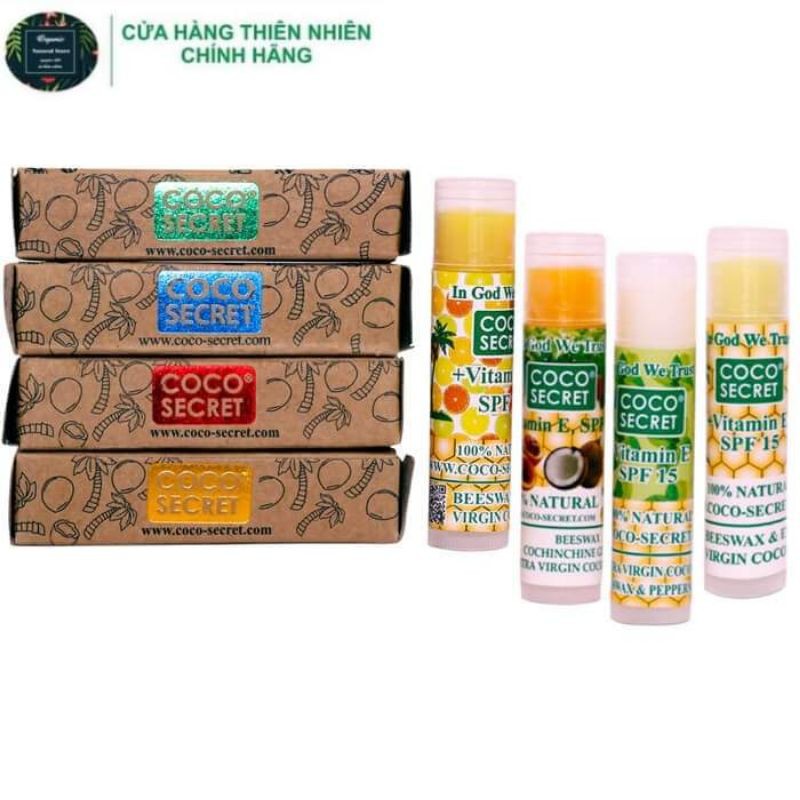 Son dưỡng môi dầu dừa sáp ong gấc &amp; bạc hà thiên nhiên coco secret