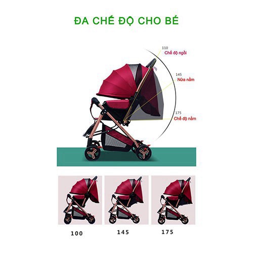 Xe đẩy cho bé HUAYING thông minh gấp gọn 2 chiều 3 tư thế dành cho em bé sơ sinh đến 5 tuổi