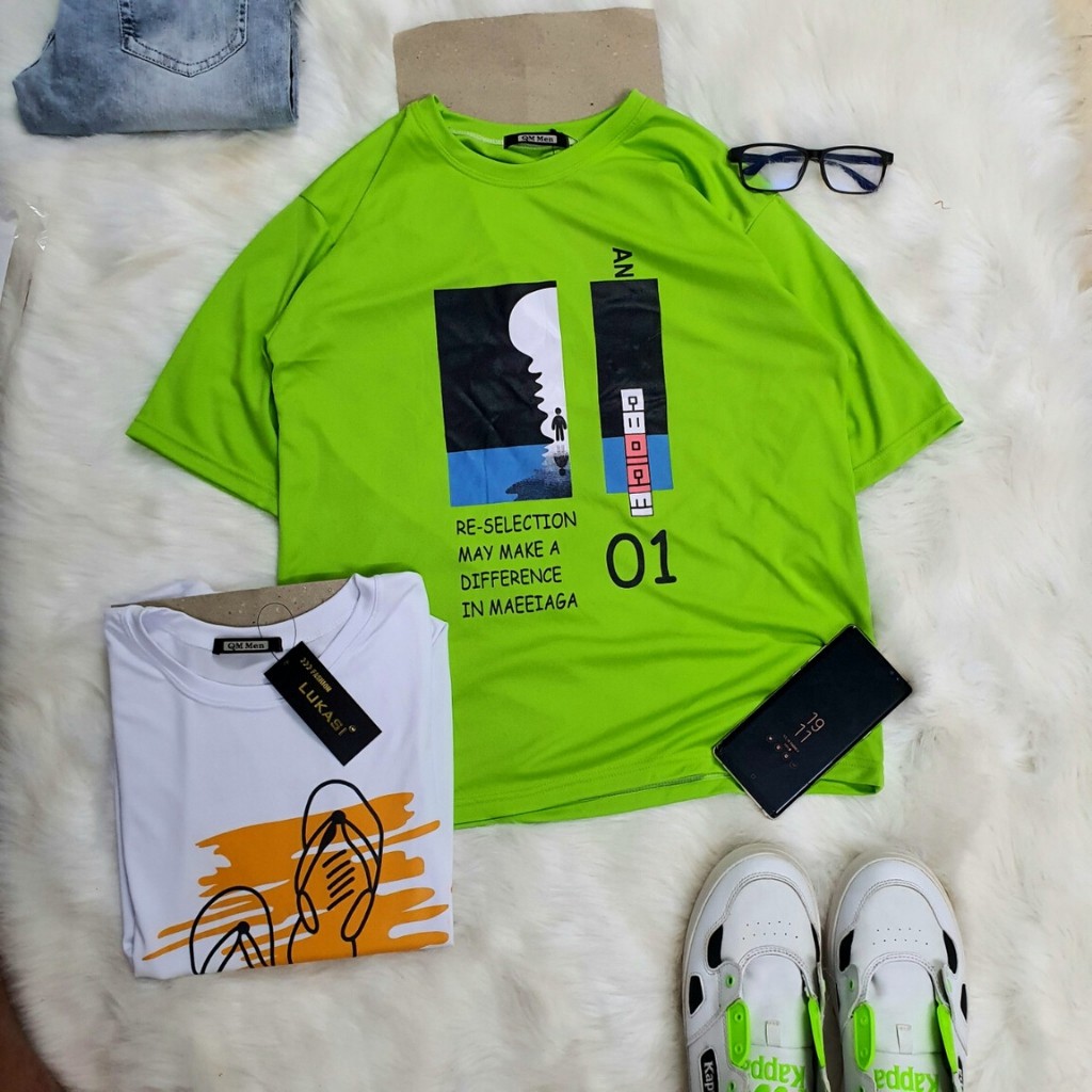 Áo thun nam tay ngắn cổ tròn thun lạnh cao cấp Xanh AD03 Phong Cảnh (44-70KG)