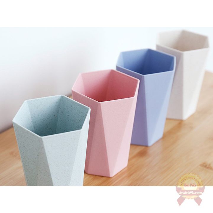 Cốc đánh răng lúa mạch dáng lục giác – cốc uống nước đựng bàn chải súc miệng