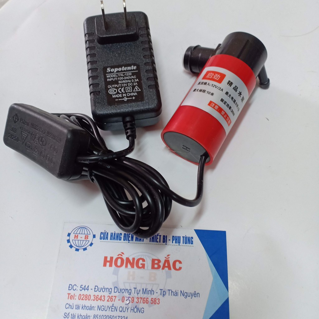 Bơm nước thả chìm 12v kèm đổi nguồn AC220V sang 12v dùng dập bụi các loại máy cắt