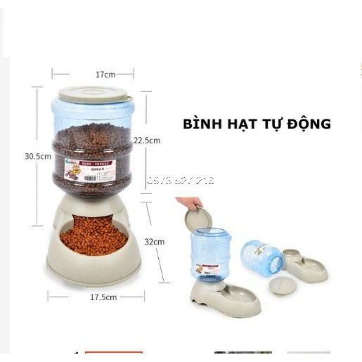 BÁT ĂN, BÌNH NƯỚC TỰ ĐỘNG CHO CHÓ MÈO, KÍCH THƯỚC LỚN 3,8L