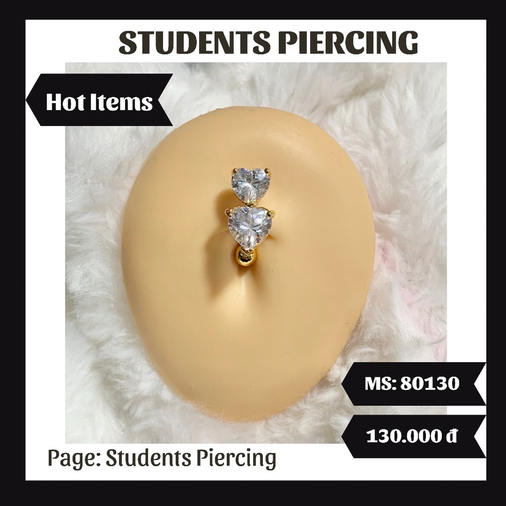 [Rẻ Vô Địch] Khuyên Rốn Trái Tim Màu Vàng Glod Sang Trọng - Khuyên Thép 316L