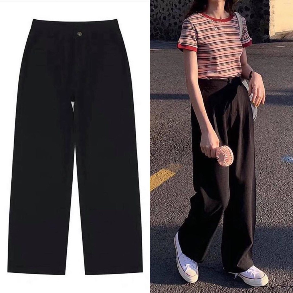 Quần Tây Đen Ống Rộng/Simple Pants ❤️/Freeship 99k ❤️-