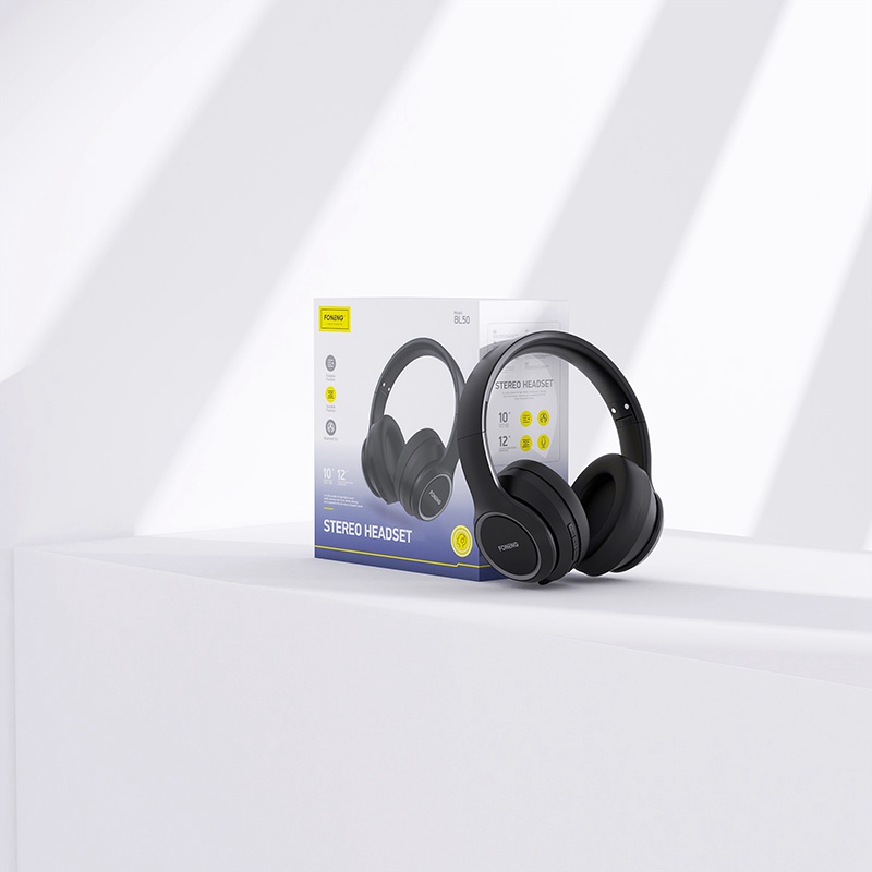 Headphone Tai Nghe Chụp Tai bluetooth Foneng BL 50 kết nối không dây có mic nghe nhạc liên tục 15h hàng chính hãng