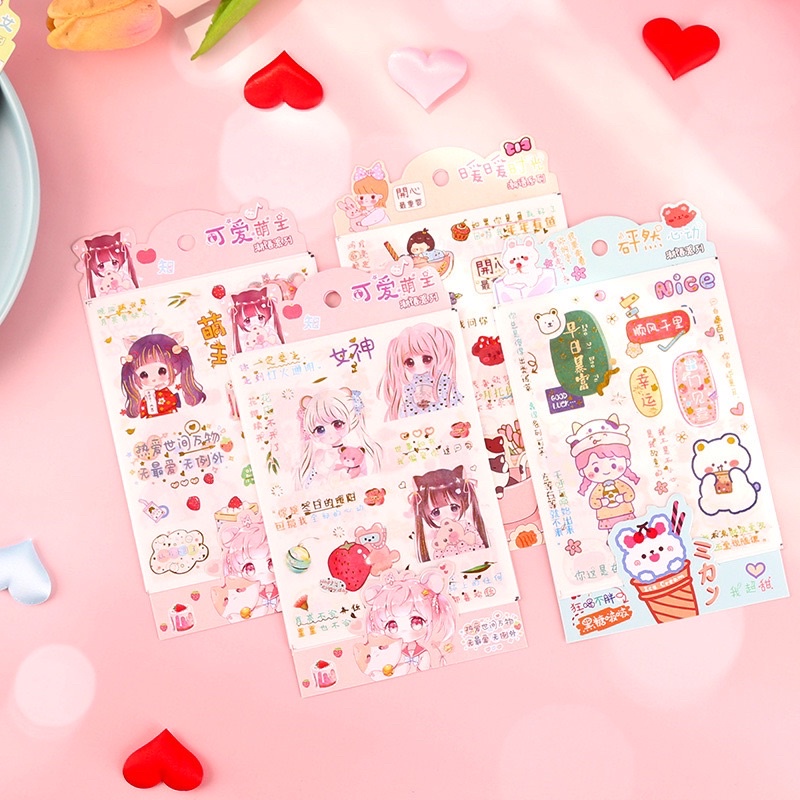 Set 4 tấm sticker phong cách Nhật Bản dễ thương
