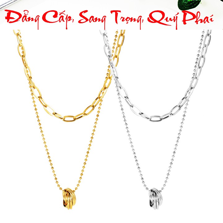 Dây chuyền nữ titan cao cấp kiểu 2 tầng phong cách áo len siêu đẹp, bền màu, hợp thời trang