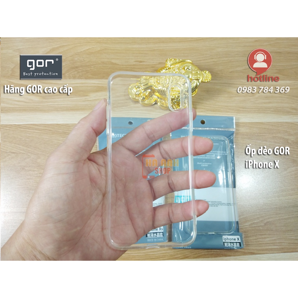 Ốp lưng dẻo Gor iPhone Xs mỏng, nhẹ, trong suốt bảo vệ camera