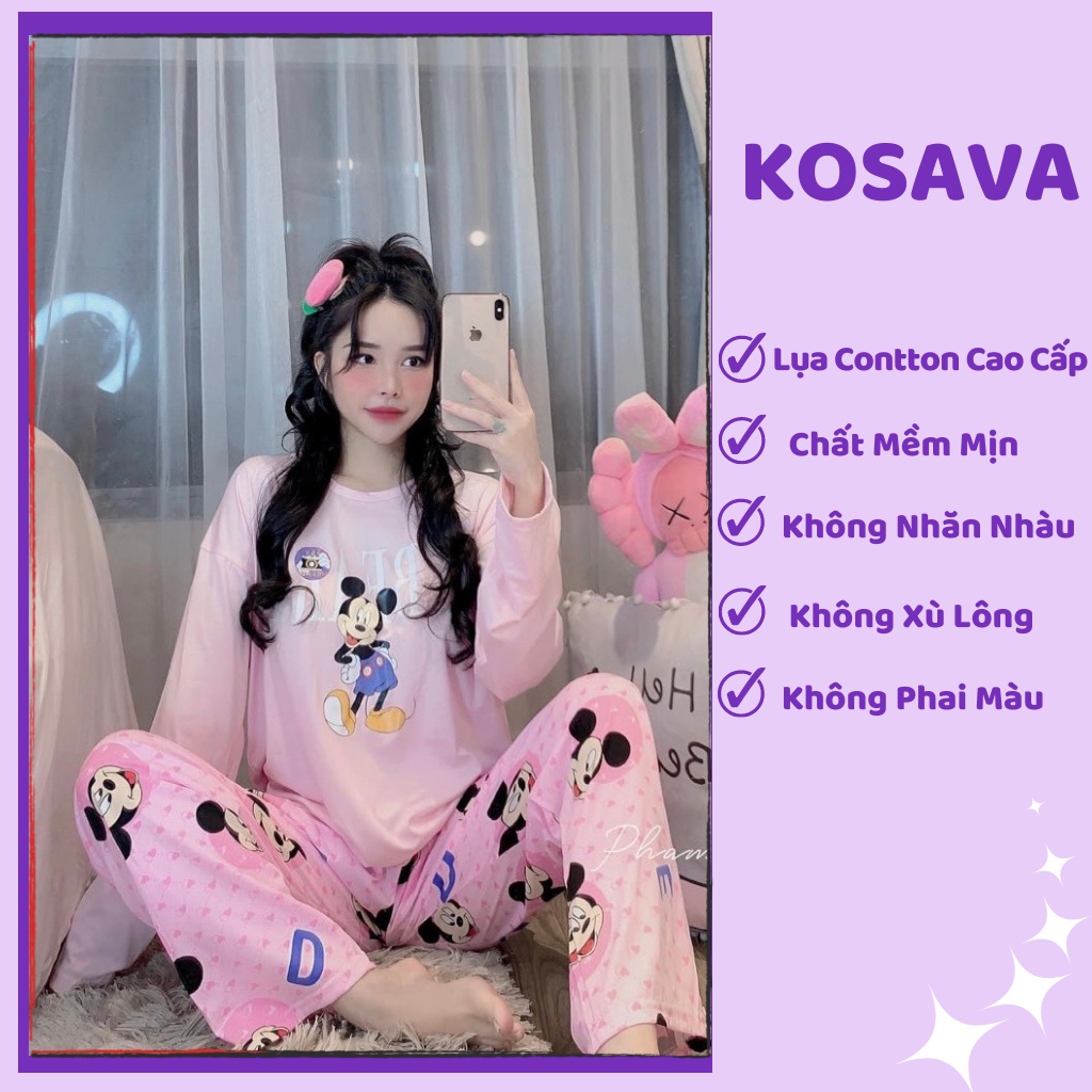 Bộ đồ ngủ nữ chất Cotton hoạt hình dễ thương quần dài siêu đẹp KOSAVA