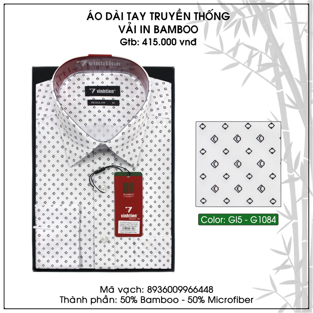 Áo Sơ Mi Họa Tiết Dài Tay Bamboo Classic 415 Vĩnh Tiến | BigBuy360 - bigbuy360.vn
