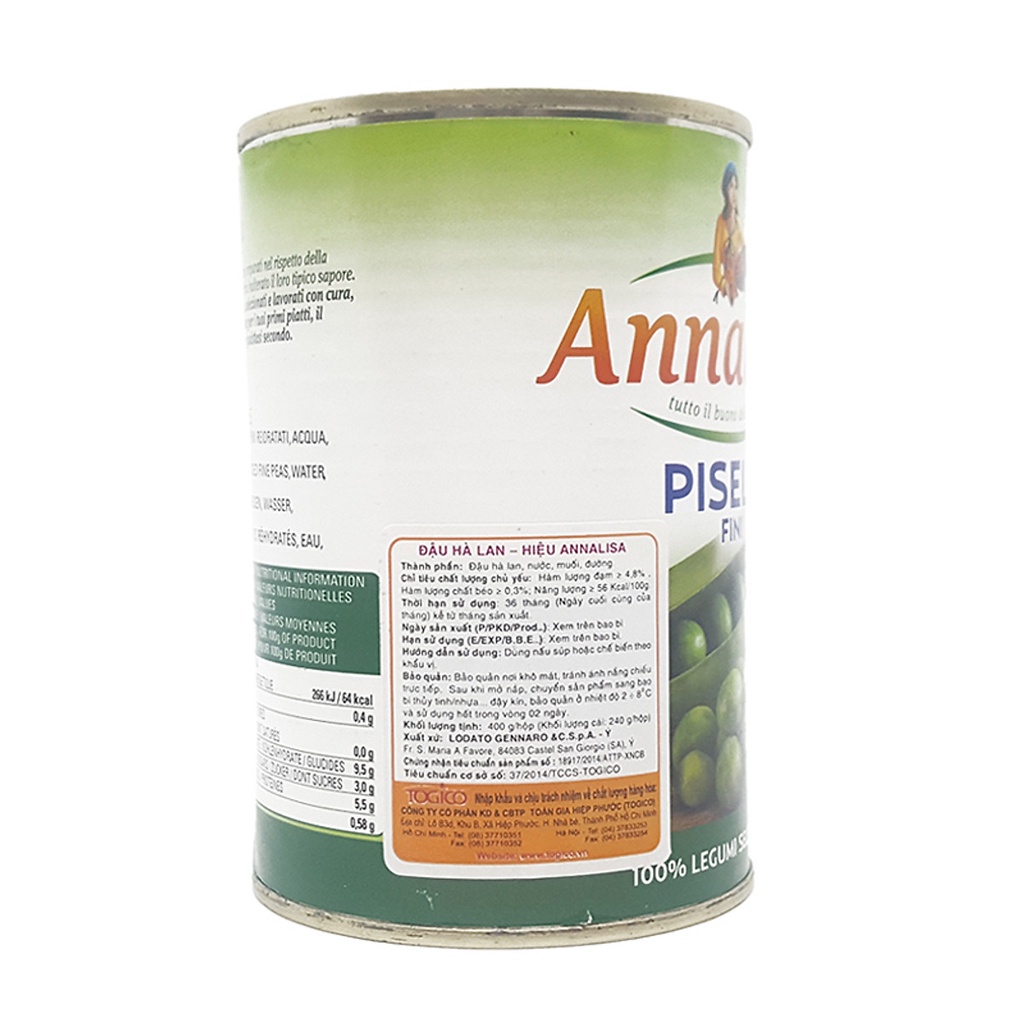 Đậu Hà Lan Đóng Hộp Annalisa 400g