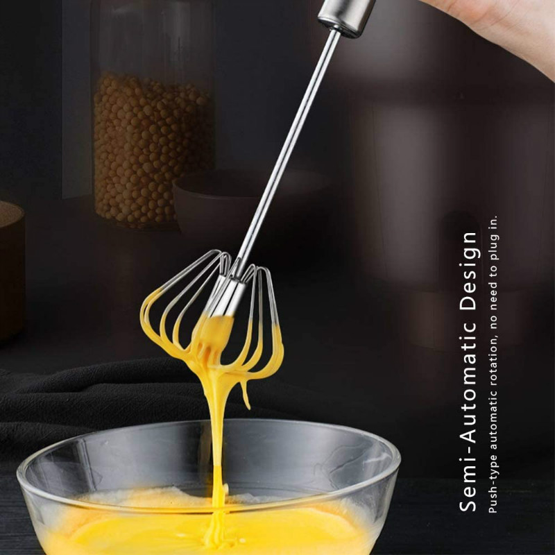 JOSMOMO Máy đánh trứng bán tự động bằng thép không gỉ 304 - Máy đánh trứng quay tay đẩy