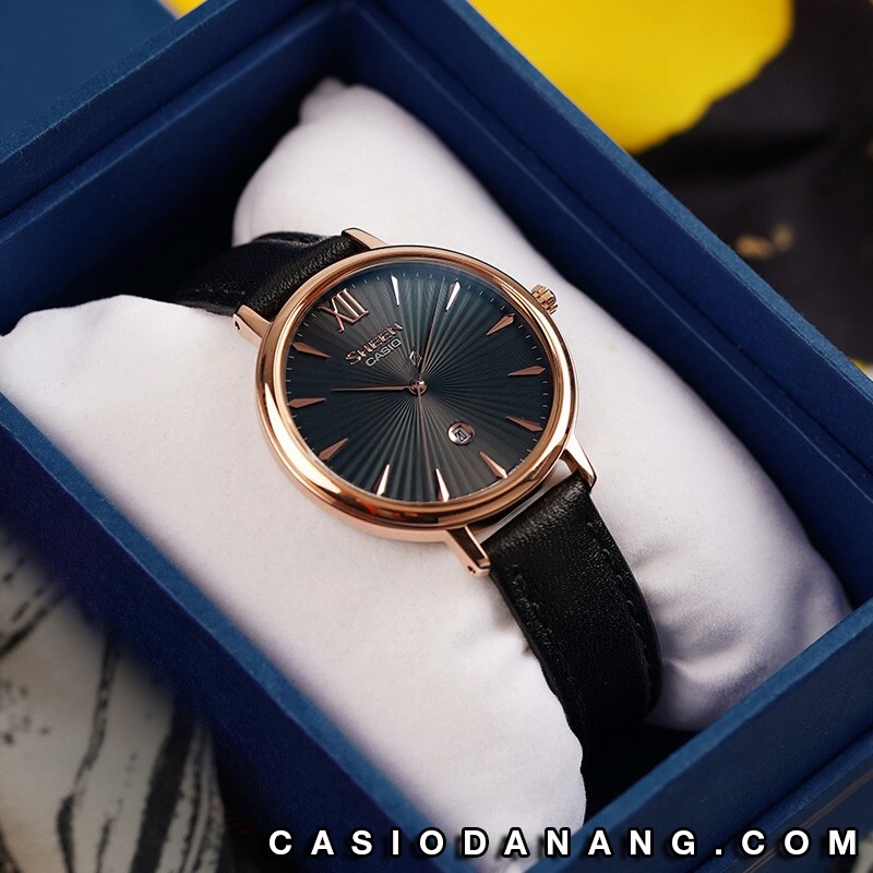 Đồng hồ nữ dây da Casio Sheen chính hãng Anh Khuê SHE-4534PGL-1AUDF