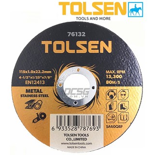 Đĩa Cắt Sắt Kim Loại Cắt Inox Mỏng 115mm Metal TOLSEN 76132