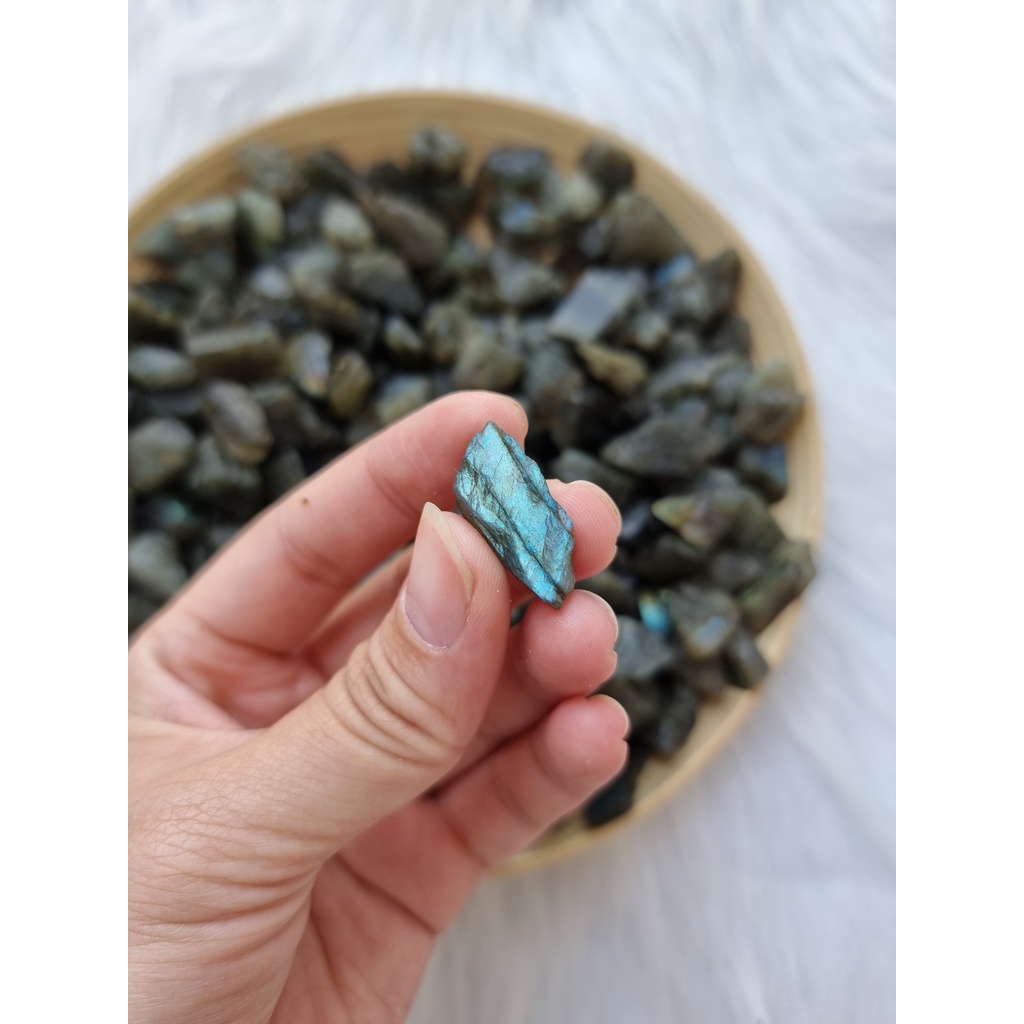 Đá thô Labradorite mini (Đá xà cừ - Hắc Nguyệt Quang) đá thanh tẩy Tarot, Reiki, đá thach anh phong thủy
