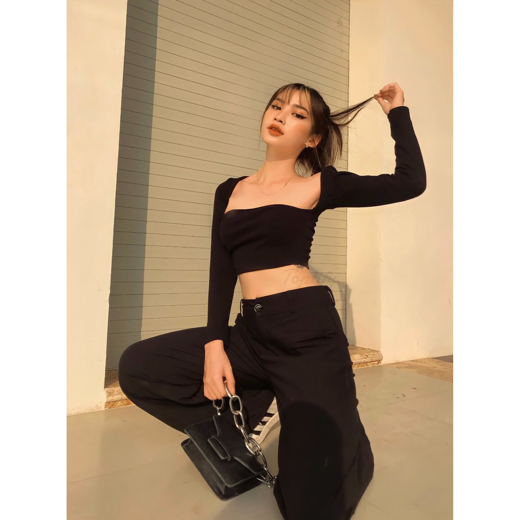 Áo croptop nữ dài tay body TOPTIFY khoét nách Heatting Ups Top A154 | BigBuy360 - bigbuy360.vn