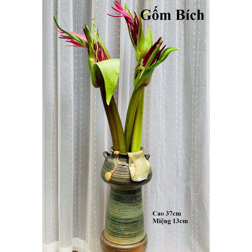 Bình Hoa Lọ Hoa Dáng Búp Bê Size Đại Cao 37cm Men Mộc Gốm Sứ Bát Tràng - Gốm Bích