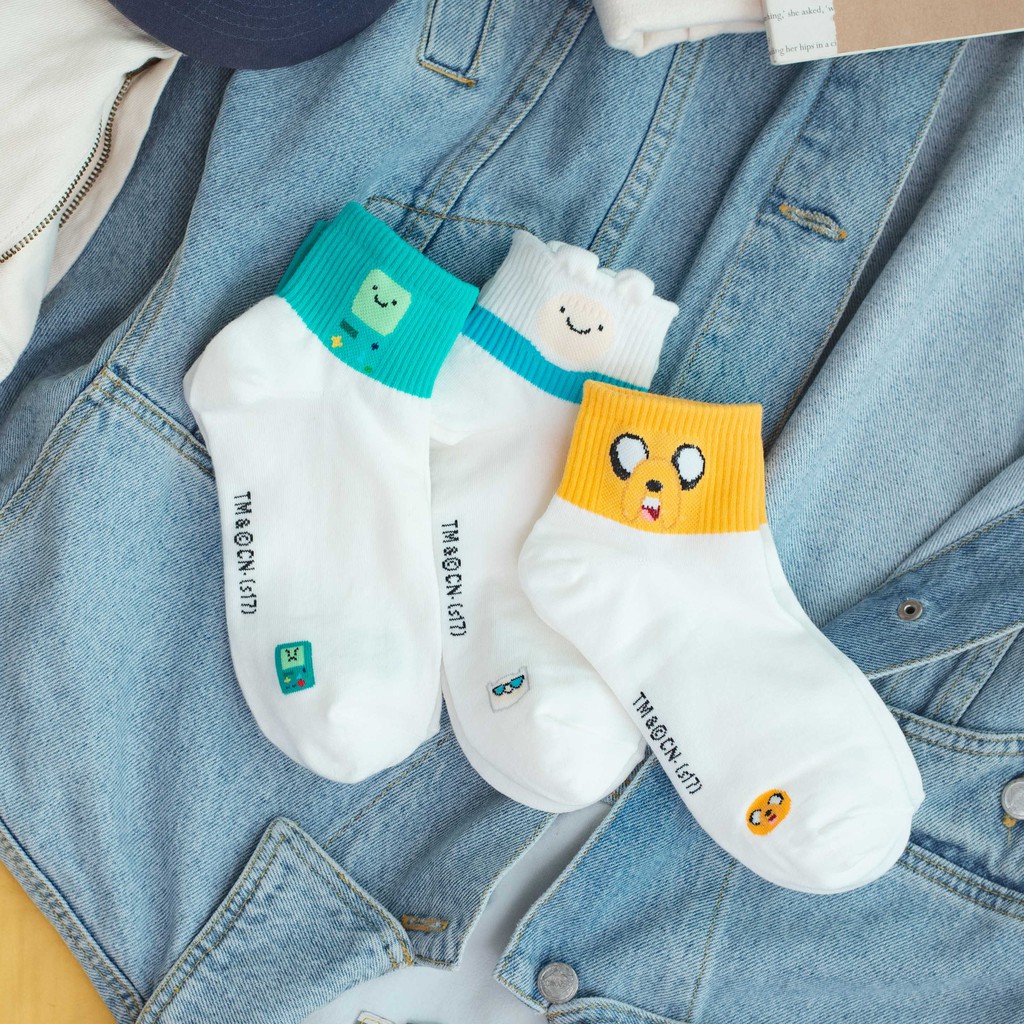 ADVENTURE TIME FACE ANKLE - Tất vớ thấp cổ unisex nhân vật hoạt hình Giờ Phiêu Lưu, bản quyền Cartoon nhập khẩu Hàn Quốc