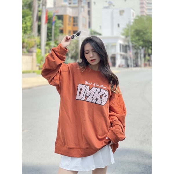 Áo Sweater Nỉ Bông DMKB Cam Cháy Unisex Nam Nữ (Ảnh Thật/Có Sẵn) | BigBuy360 - bigbuy360.vn